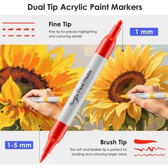 80 Colors Dual Acrylic Paint Markers, Fabric Markers, Brush Permanent Paint P…