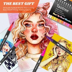 36 Colors Dual Tip Art Markers Pens for Adult Coloring Books, Artist Fine