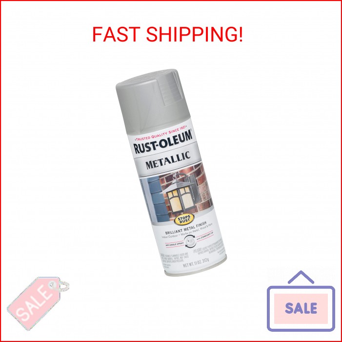Rust-Oleum 7277830 Stops Rust Metallic Spray Paint, 11 oz, Matte Nickel