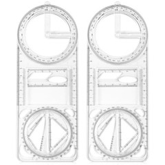 2 Pack 360 Degree Protractor, 6 Inch Multifunctional Drawing Ruler Upgrade