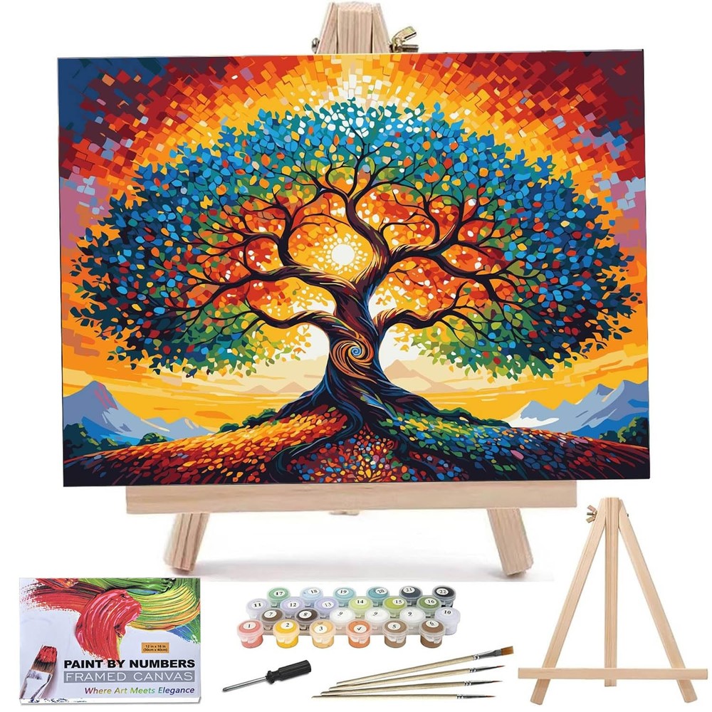Tree of Life Paint by Numbers Kit for Adults with 12x16Inch Framed, LFDK03