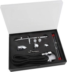 Stainless Steel Airbrush Set with 3 Nozzles & 3 Fluid Cups – Ideal for Fine Art