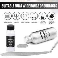 FusionFirm Liquid Leaf Paint – Alcohol-Based 1 Fl Oz (Pack of 1), Silver