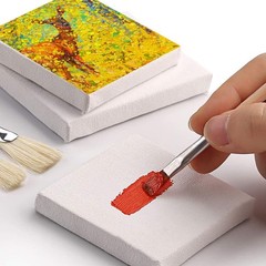 Tosnail 24 Pack 3 x 3 Mini Canvas and Easel Set, Small Art Easel Stand with Canv