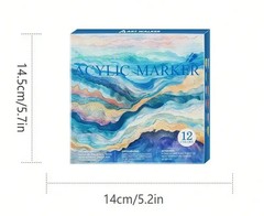 12 Colours Acrylic Paint Pens for Rock Painting Wood Ceramic Fabric Metal Canvas
