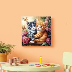 Cats Animals Paint by Numbers Kit for Adults Beginners 16×16 Inch Art Craft