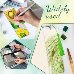 50 Pieces Watercolor Paper Blank Bookmarks with 50 Pieces Colorful Tassels 50