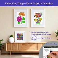 Adult Coloring Book Set with 36 Dual-Tip Markers, 30 Patterns Spiral Bound Co…