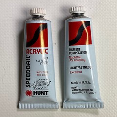 Vintage Acrylic Paint Napthol Red Light Hunt 1980s Speedball Lot Of 2 Tubes