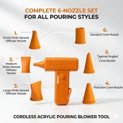 Cordless 6-Nozzle Paint Pouring Blower, Cool 1 Count (Pack of 1), Multi-color