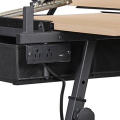 Adjustable Drafting Table & Stool Set Artist Desk with Charging Station Natural