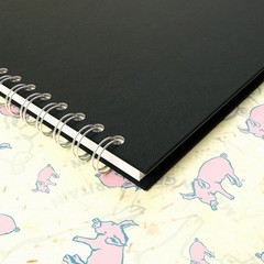Pink Pig A4 Portrait Sketchbook | White Cartridge, 35 Leaves | Black A4,