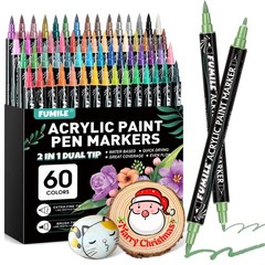 Acrylic Paint Markers 60 Colors Dual Tip Fine Brush – Perfect for DIY Crafts