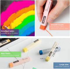 72 Long Chalk Pastel Set: 72 Pastel Colors Chalk Markers for Artists 4 Fluoresce