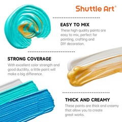 Shuttle Art 30 Colors Metallic Acrylic Paint, Artist Grade Metallic Paint in Bot