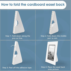 Self Adhesive Cardboard Easel Backs, 15 Inch, White, 50 Pack | Single Wing, Disp