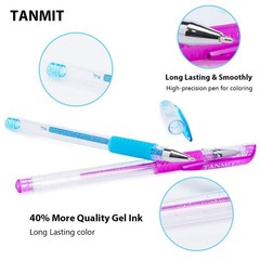 Glitter Gel Pens, 33 Colors Neon Glitter Pens Set Gel Art Markers with 40% Mo…