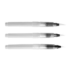 3 Piece Watercolor Brush Pen with Friendly Handle Soft Tip for Art Class Hobby