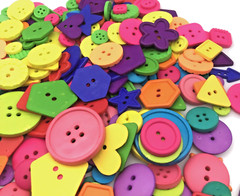 Multicolor Assorted Buttons Craft Bright Sizes Shapes Colors 10 OZ Bulk Lot