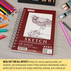 5.5″ x 8.5″ Left Hand Spiral 60lb Sketch Pad (Pack of 3)
