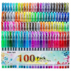 Glitter Gel Pens, 100 Color Glitter Pen Set for Making Cards, 30% More Ink Ne…