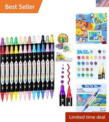 24 Colors Dual Tip Acrylic Pens, Dudu Head Acrylic Paint Markers,Suitable for…