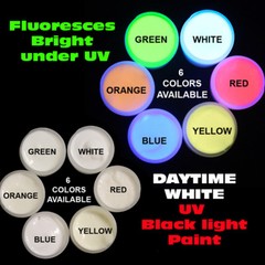 6 INVISIBLE BLACK LIGHT UV Reactive PAINTS 1/2oz-1oz, NEON RAVE FREE UV KEY RING