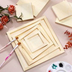 12 Pieces Wood Canvas Board, Unfinished Wood Cradled Painting Panels Boards D…