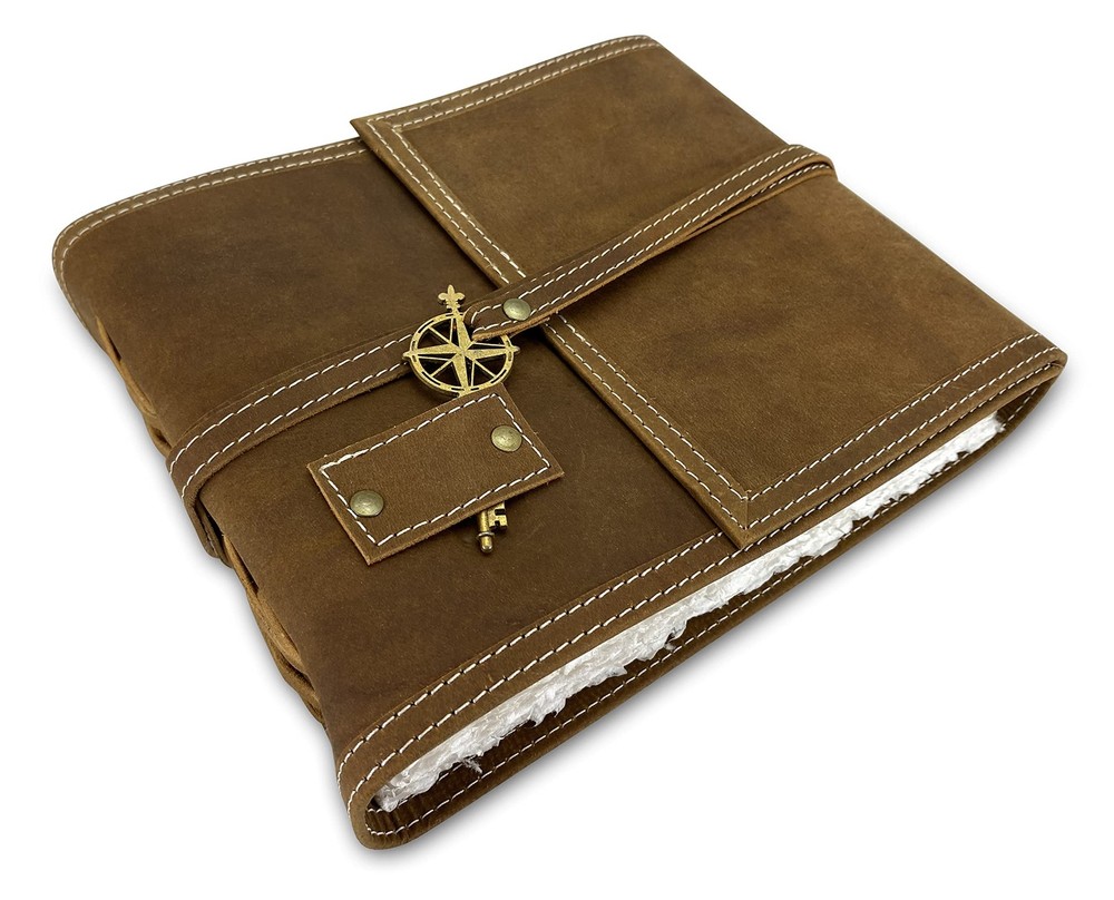 Wanderings Brown Leather Watercolor Journal – 6×8 Genuine Art Sketchbook 350GSM