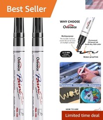 2-Pack Black Permanent Paint Pens – Quick Dry, Waterproof, Oil-Based Markers