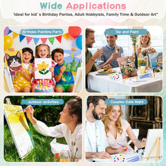 5 Pack 8X10 Inch Canvas and Easel Set, Sip and Paint Kit for Adults,Art Canvas B