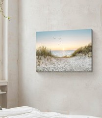 Coastal Wall Art Canvas Picture: Modern Beach Sunset Landscape Print Decor Ho…