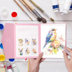 Beginner Watercolor Workbook Set with Envelope, Brushes and 12-Color Watercolor