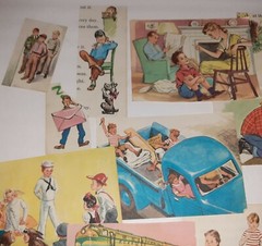 Scrap Craft Junk Journal Lot 50s Early Reader Graphics Kids LITTLE BOYS Cuts