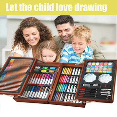 139 Pack Deluxe Portable Double Layers Wooden Coloring Drawing Kit with Sketch P