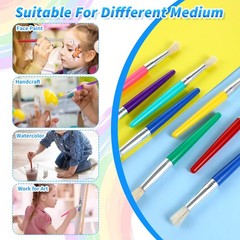 64 PCS Paint Brushes Kids Sets Washable Round Flat Brush For Face Painting