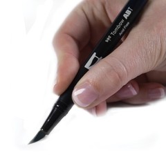 1-Pack 56622 Dual Brush Pen Art Marker, N25 Lamp Black, Blendable, Fine Tip