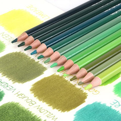 Qianshan 12 Green Colored Pencils Oil Based Pre-Sharpened Wooden Colored Pencil