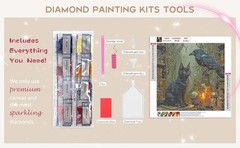 Black Cat and Raven Spooky Laboratory 5D Diamond Drill Dot Gem Art Paint Kit !!