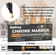 Liquid Mirror Chrome Markers – 3 Colors Gloss Permanent Reflective Mirror Chrome