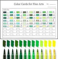 Green Double Tip Brush Pens Art Markers,24 Colored Artist Fine Brush Pen Colo…