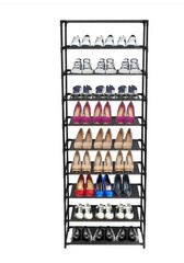 10 Tier Stackable Shoe Rack Storage Shelves – Stainless Steel Frame Holds 50 Pai