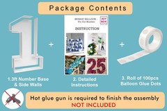 3FT Mosaic Balloon Frame Number 1 Light Up Numbers Pre-Cut Kit 1, 1