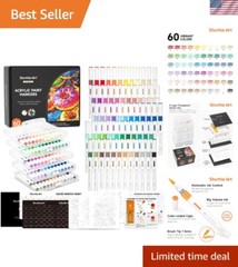 Professional-Grade Acrylic Paint Markers – 60 Colors with Auto Ink Control