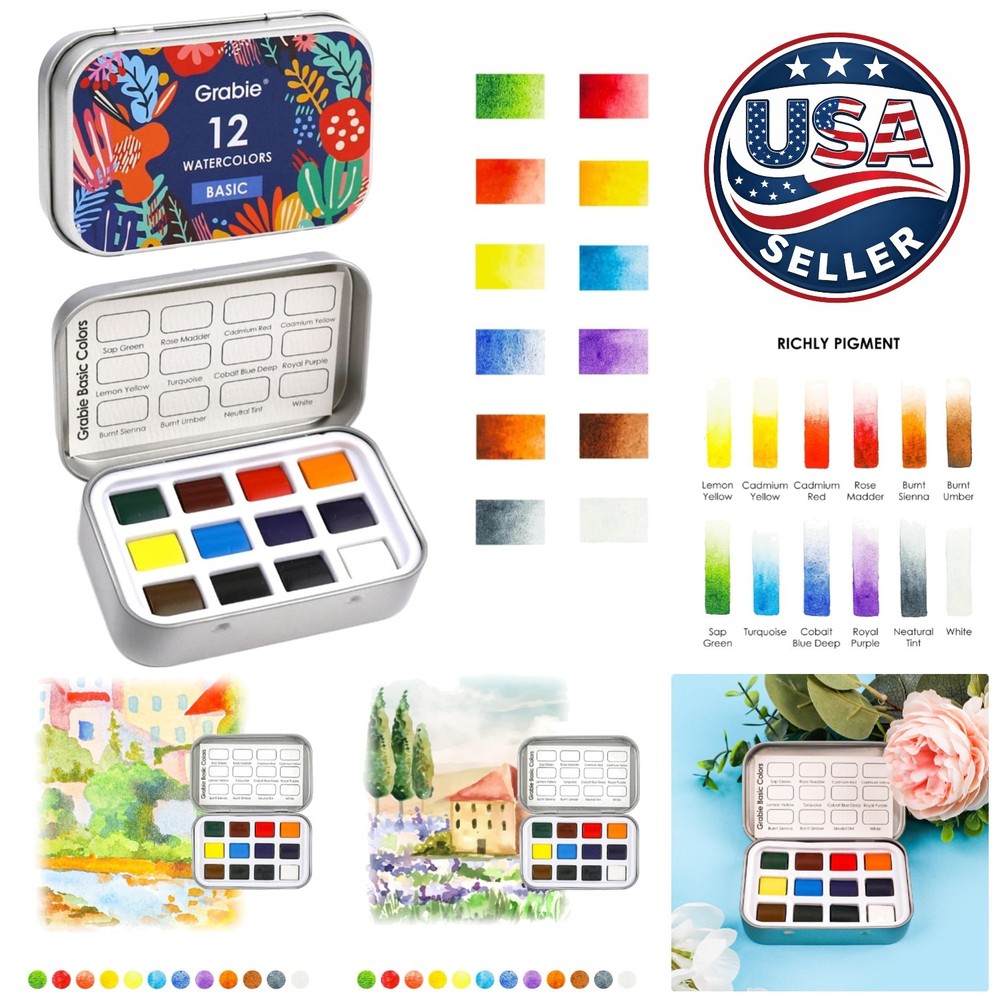 Compact 12-Color Watercolor Set – Ideal for Beginners & Passionate Hobbyists