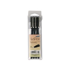 Uchida Of America 4300-4B 4-Piece 0.3 Point Size Le Pen Drawing Pen Set, Black