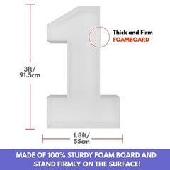 3FT Mosaic Balloon Frame Number 1 Light Up Numbers Pre-Cut Kit 1, 1
