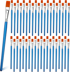 40 Pack 1/2 Inch Flat Paint Brushes Bulk Wooden Handle Acrylic Craft Art