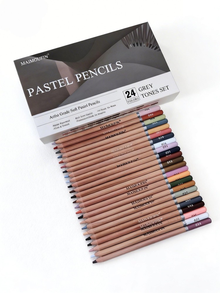 24 PCS Soft Pastel Pencils Grey Tone Drawing Set Professional Art Supplies