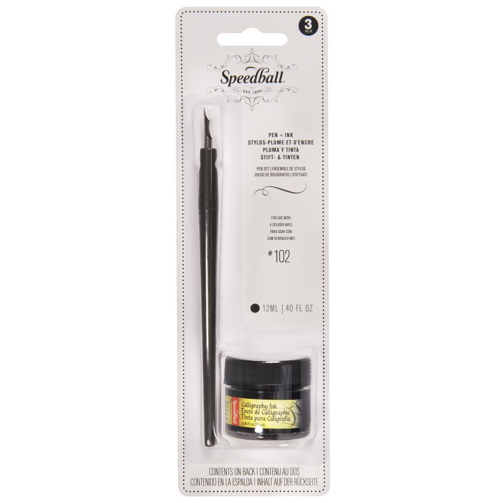 Speedball Art Calligraphy Pen & Ink Set Black